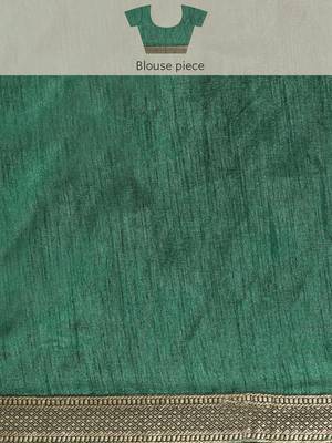 Indian Women Green Vichitra Silk Fancy Border 7