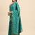 Indian Women Turquoise Green Vichitra Silk Foil Work