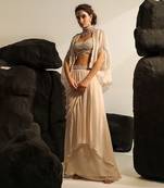 Pale peach maribelle drape skirt set