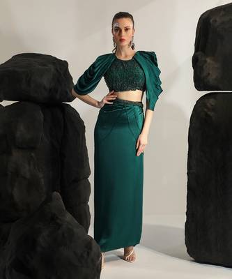 Emerald green sea urchin skirt set 1