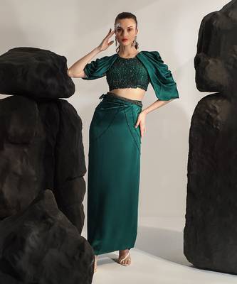 Emerald green sea urchin skirt set 2