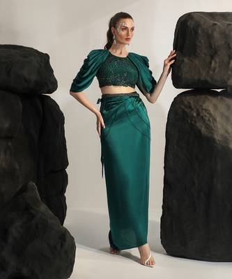 Emerald green sea urchin skirt set 3