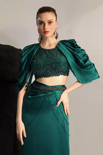 Emerald green sea urchin skirt set