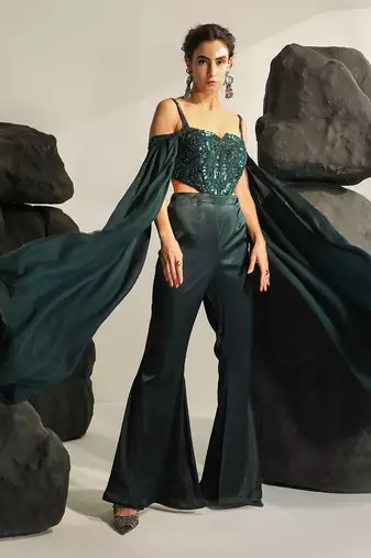 Deep bluish green cleodora jumpsuit