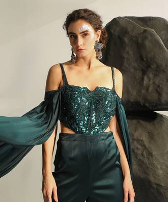 Deep bluish green cleodora jumpsuit 3