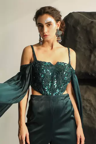 Deep bluish green cleodora jumpsuit