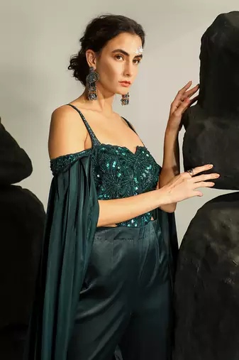 Deep bluish green cleodora jumpsuit