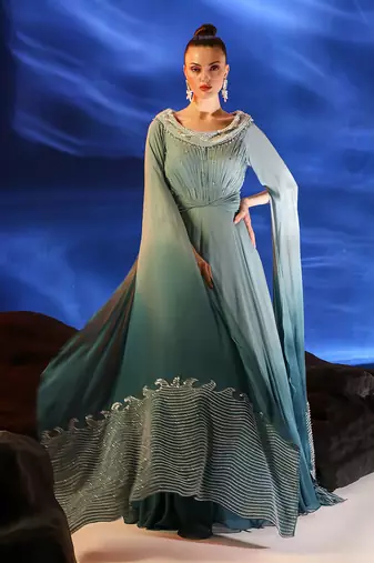 Jungle mist blue darya gown