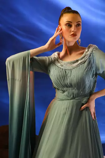 Jungle mist blue darya gown