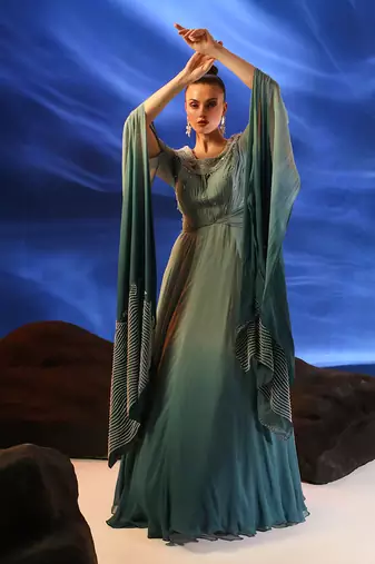 Jungle mist blue darya gown