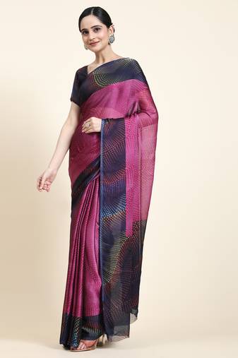 Pinkchiffon Printed  Sarees
