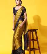 Mustard Chiffon Printed  Sarees