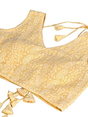 Golden  Embroidered Georgette Chikankari Saree Blouse 4