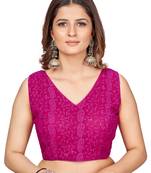 Pink  Embroidered Georgette Chikankari Saree Blouse