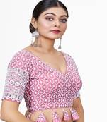 Light Pink  Embroidered Georgette Sequinced  Saree Blouse