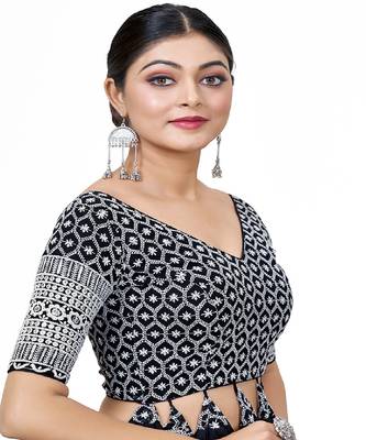 Black  Embroidered Georgette Sequinced  Saree Blouse 1