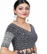 Black  Embroidered Georgette Sequinced  Saree Blouse