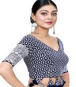 Navy Blue  Embroidered Georgette Sequinced  Saree Blouse