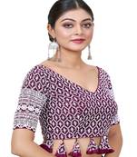 Purple  Embroidered Georgette Sequinced  Saree Blouse
