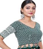 Green  Embroidered Georgette Sequinced  Saree Blouse