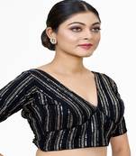 Black  Embroidered Georgette Sequinced  Saree Blouse
