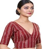 Maroon  Embroidered Georgette Sequinced  Saree Blouse