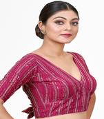 Pink Embroidered Georgette Sequinced  Saree Blouse