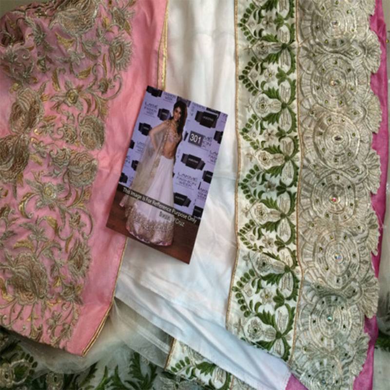 Ileana D'Cruz White Bollywood Style Lehenga Saree