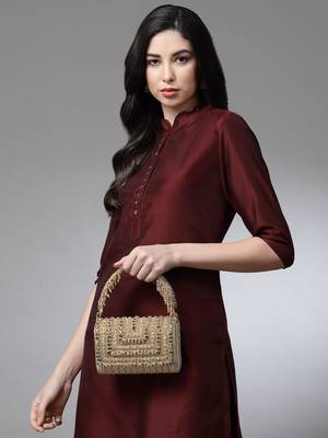 coffer nude & gold stone work embellished suede foldover clutch 2
