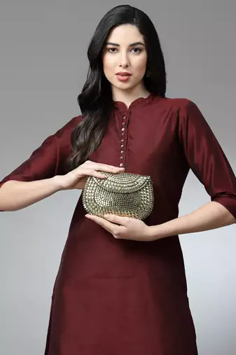 mosaic gold mosaic embellished metal halfmoon clutch