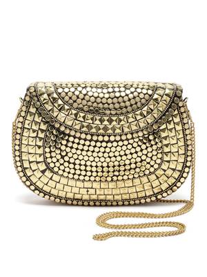 mosaic gold mosaic embellished metal halfmoon clutch 3