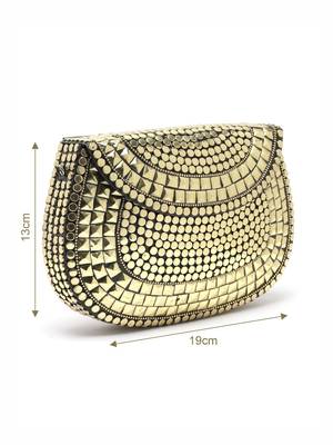 mosaic gold mosaic embellished metal halfmoon clutch 4
