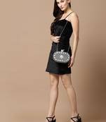 Anekaant mosaic silver & white marble mosaic embellished metal box clutch