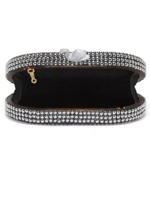 Anekaant mosaic silver & white marble mosaic embellished metal box clutch 5