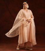 Pink chanderi tissue kurta set