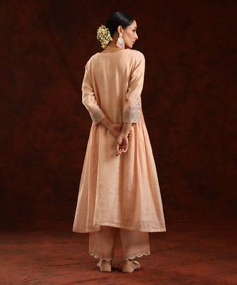 Pink chanderi tissue kurta set 2