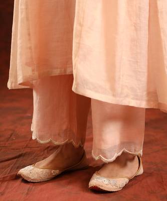 Pink chanderi tissue kurta set 5