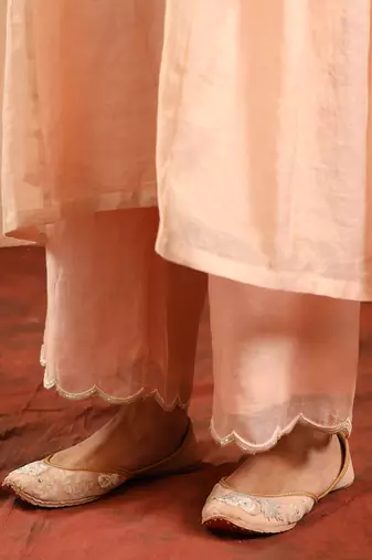 Pink chanderi tissue kurta set