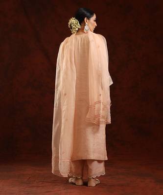 Blush pink chanderi tissue kurta set 3