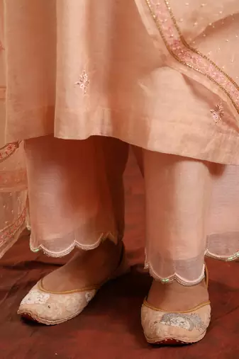 Blush pink chanderi tissue kurta set