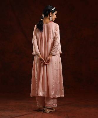 Blush pink modal satin kurta set 3