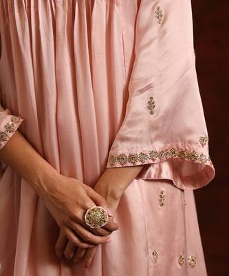 Blush pink modal satin kurta set 5
