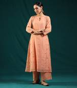 Peach chanderi tissue kurta set