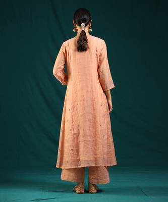 Peach chanderi tissue kurta set 3