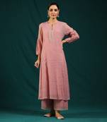 Lilac chanderi tissue kurta set