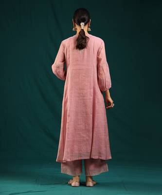 Lilac chanderi tissue kurta set 3