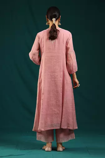 Lilac chanderi tissue kurta set