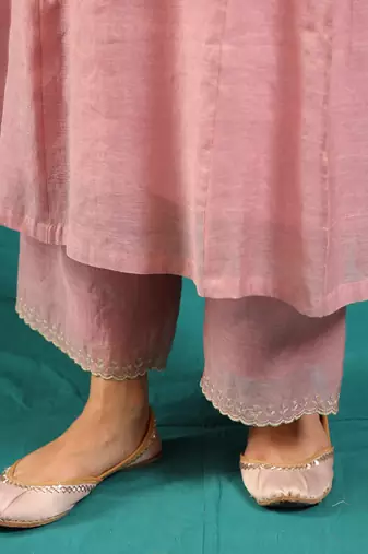 Lilac chanderi tissue kurta set