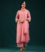 Baby pink soft chanderi kurta set