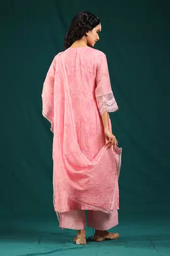 Baby pink soft chanderi kurta set